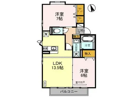 城端線 砺波駅 徒歩11分 2階建 築24年(2LDK/2階)の間取り写真