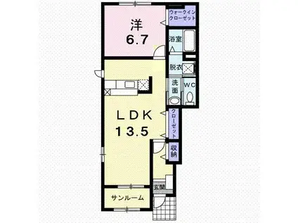 富山地鉄富山港線 萩浦小学校前駅 徒歩46分 2階建 築16年(1LDK/1階)の間取り写真