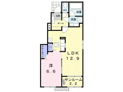 富山地鉄不二越上滝 不二越駅 徒歩32分 2階建 築7年(1LDK/1階)の間取り写真