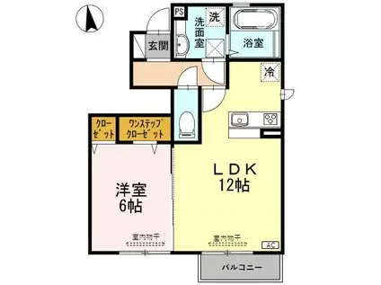 セジュール・エーA(1LDK/1階)の間取り写真