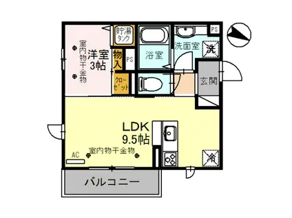 グランドゥール駅南(1LDK/2階)の間取り写真