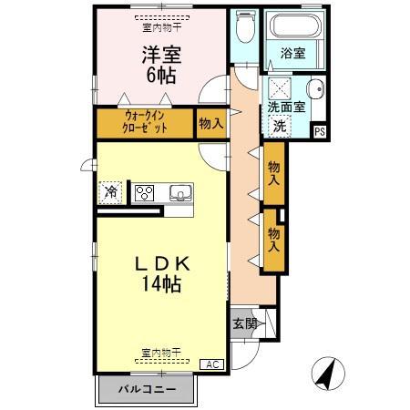 ドエル22 A(1LDK/1階)の間取り写真