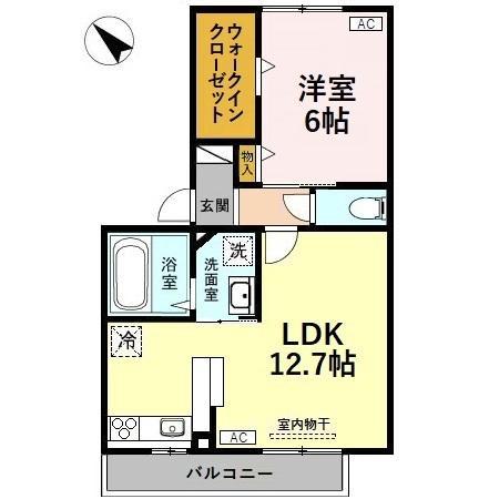 D-松村(1LDK/1階)の間取り写真