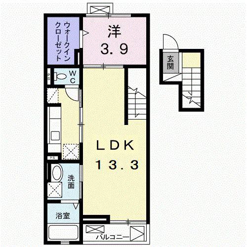 トーク鷹の羽Ⅲ(1LDK/4階)の間取り写真