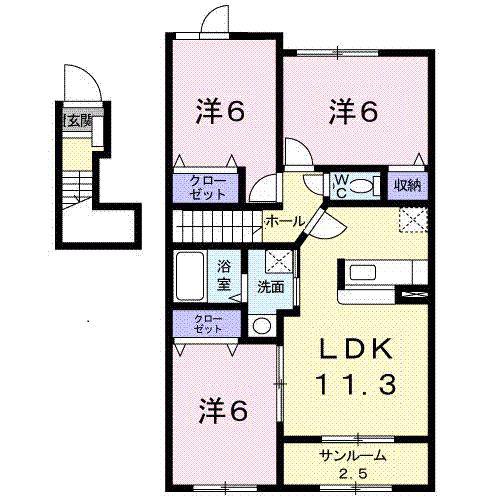 グロワールA(3LDK/2階)の間取り写真