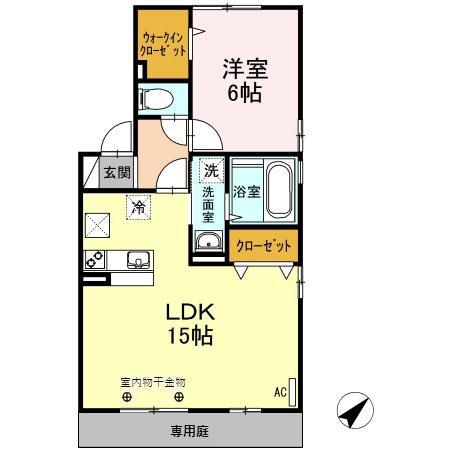 セジュール宝 A(1LDK/1階)の間取り写真