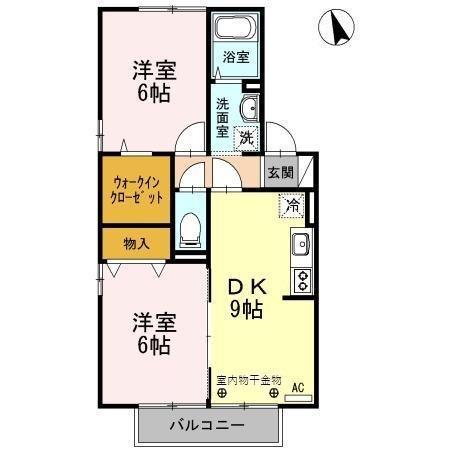 エルミタージュ(2DK/2階)の間取り写真