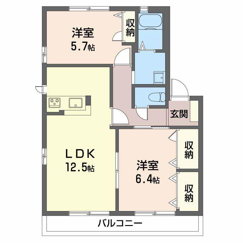 富山地鉄不二越上滝 上堀駅 徒歩8分 2階建 築27年(2LDK/2階)の間取り写真