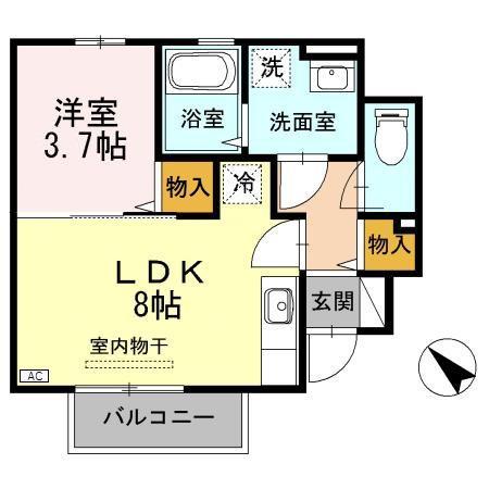 JUST THE D-ROOM(1LDK/1階)の間取り写真