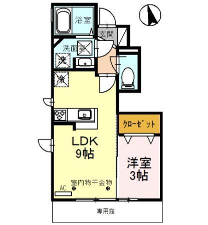 セレッソさくら A棟(1LDK/1階)の間取り写真