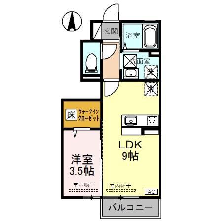 富山地鉄富山市内線 小泉町駅(富山) 徒歩20分 2階建 築7年(1LDK/1階)の間取り写真