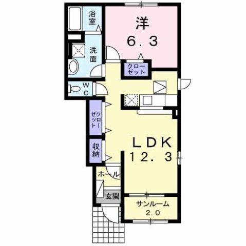フォンテーヌ(1LDK/1階)の間取り写真