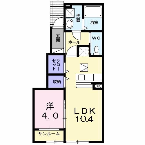 バールハイトC(1LDK/1階)の間取り写真