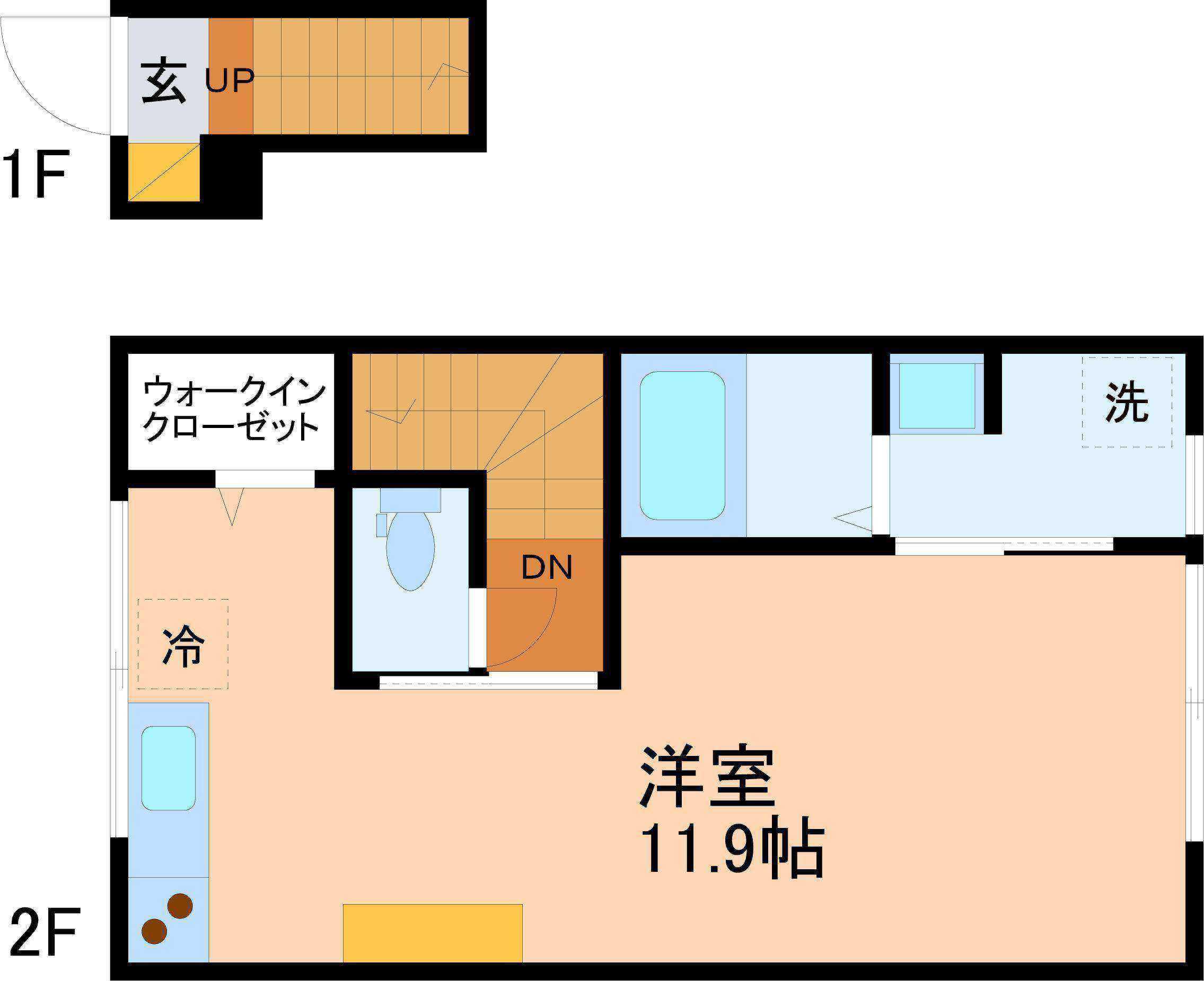 万葉線 末広町駅(富山) 徒歩13分 2階建 築1年(ワンルーム/2階)の間取り写真