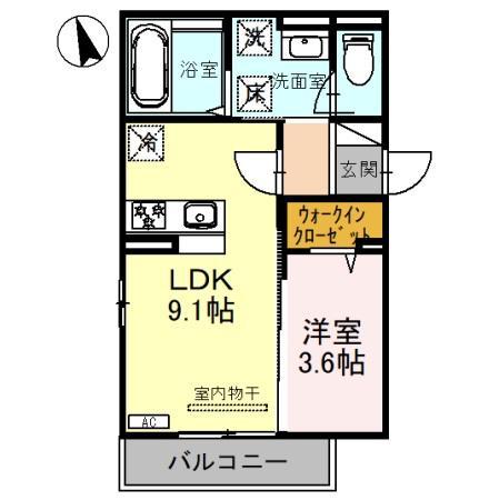 高山本線 西富山駅 徒歩20分 3階建 築2年(1LDK/1階)の間取り写真