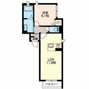 富山地鉄富山市内線 小泉町駅(富山) 徒歩5分 3階建 築10年(1LDK/1階)の間取り写真