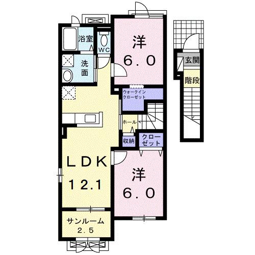 富山地鉄不二越上滝 上堀駅 徒歩17分 2階建 築14年(2LDK/2階)の間取り写真