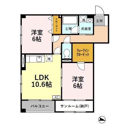 あいの風とやま鉄道 小杉駅(あいの風) 徒歩17分 3階建 築23年(2LDK/1階)の間取り写真
