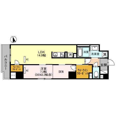 富山地鉄富山都心線 大手モール駅 徒歩3分 8階建 築9年(1LDK/4階)の間取り写真
