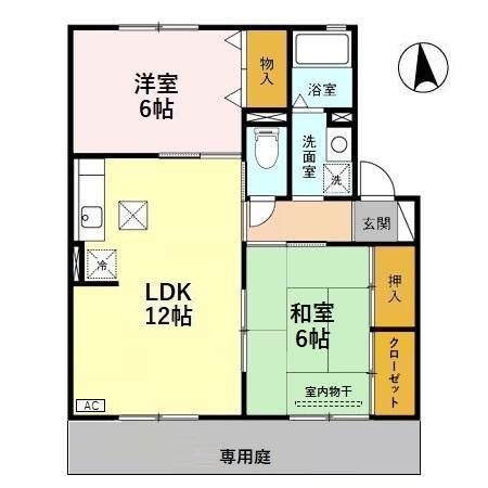 ソレイユ ルヴァン B(2LDK/1階)の間取り写真