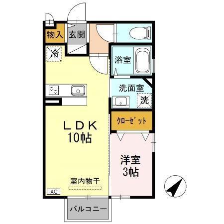 ブライト ヒルズ(1LDK/2階)の間取り写真