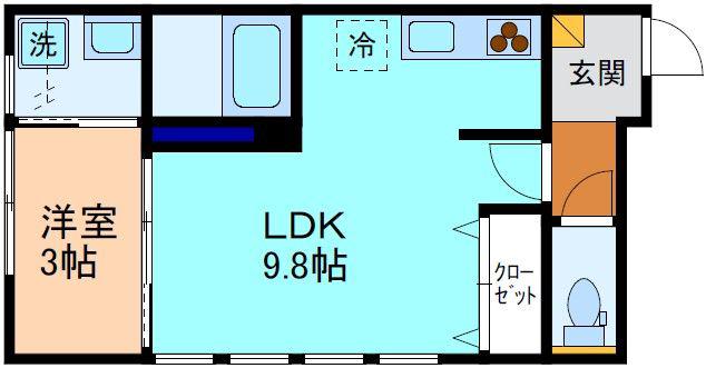 サン・ステージ野村(1LDK/2階)の間取り写真