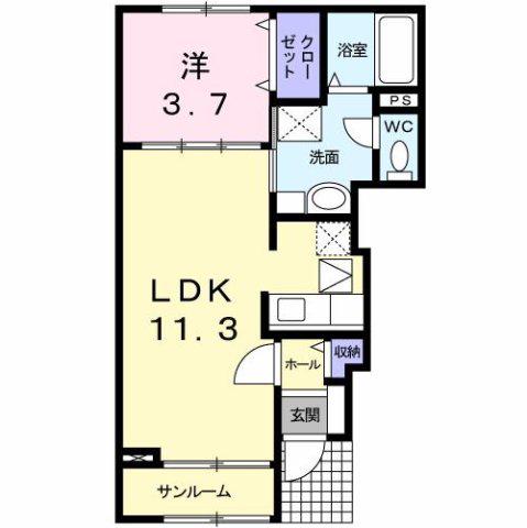 パティオ さくら(1LDK/1階)の間取り写真