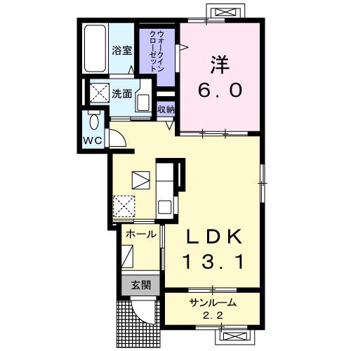 富山地鉄富山港線 萩浦小学校前駅 徒歩41分 2階建 築4年(1LDK/1階)の間取り写真