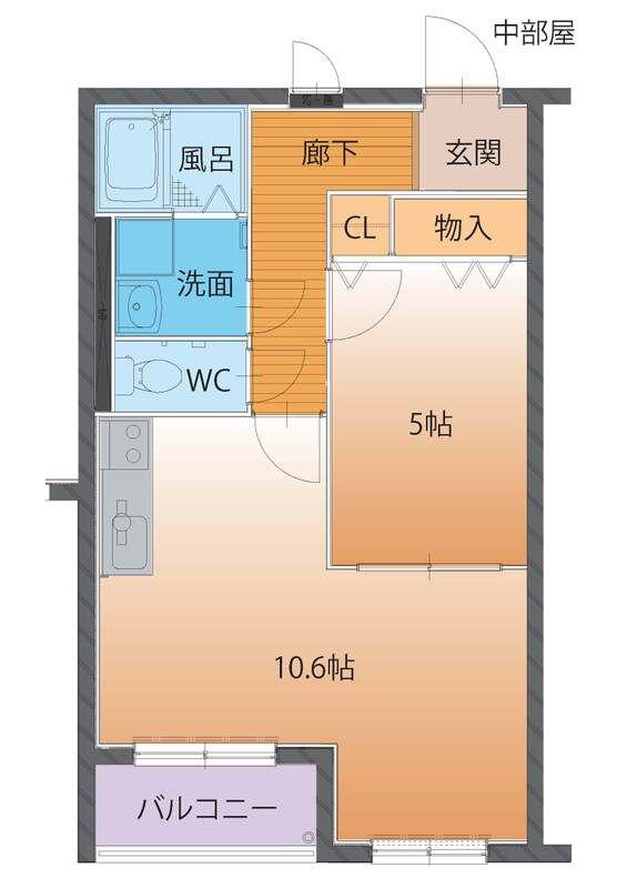 富山地鉄不二越上滝 栄町駅(富山) 徒歩4分 3階建 築20年(1LDK/3階)の間取り写真