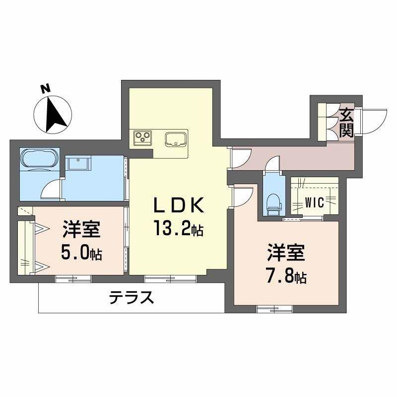 アンティーム(2LDK/1階)の間取り写真