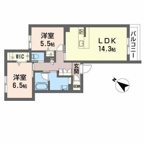 クレア大泉(2LDK/1階)の間取り写真