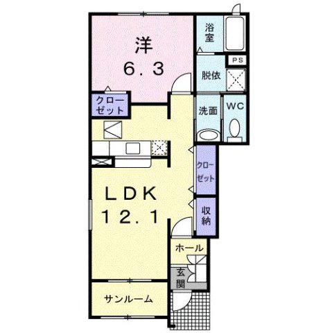 ル・クールA(1LDK/1階)の間取り写真