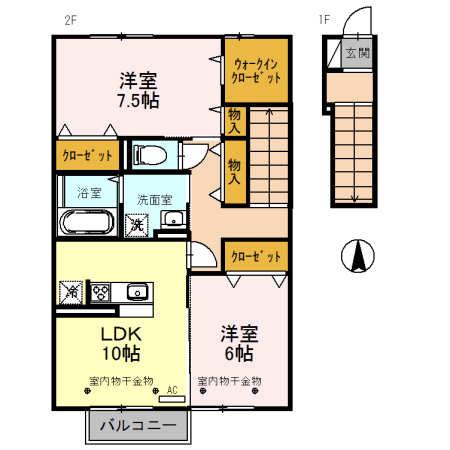 ルミエール ベガ(2LDK/2階)の間取り写真