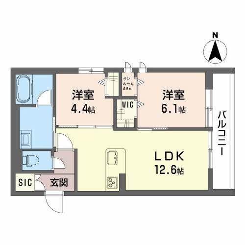 プリエデール(2LDK/2階)の間取り写真