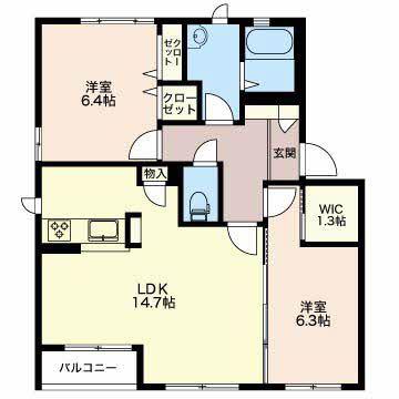 城端線 福野駅(富山) 徒歩14分 2階建 築23年(2LDK/2階)の間取り写真