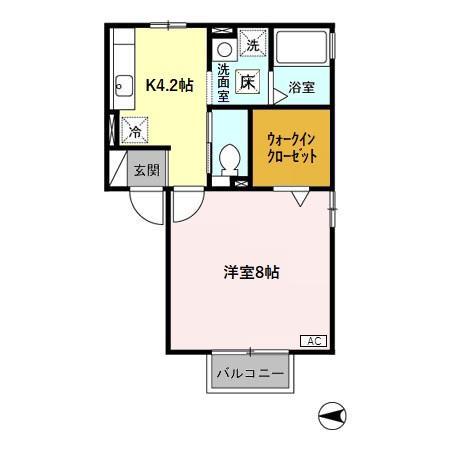 富山地鉄本線 稲荷町駅(富山) 徒歩5分 2階建 築21年(1K/1階)の間取り写真