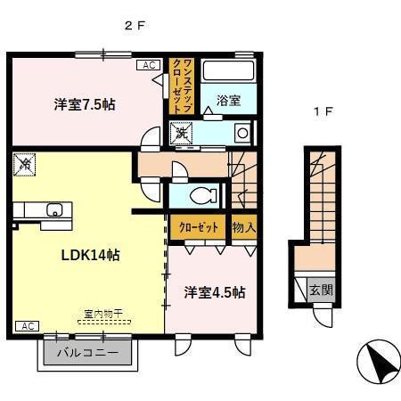 シエル オリオン(2LDK/2階)の間取り写真