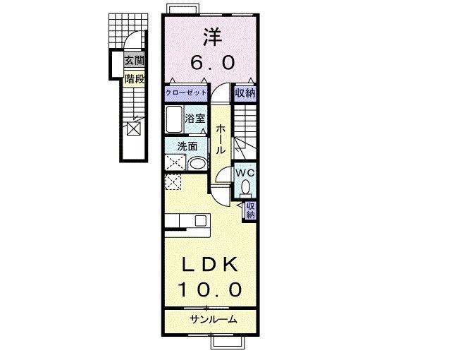 ファイン・ハル・エールⅡ(1LDK/2階)の間取り写真