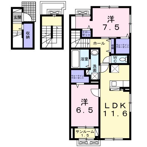 ボンボヤージュ(2LDK/3階)の間取り写真