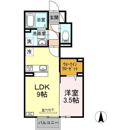D-ROOMウィル(1LDK/1階)の間取り写真