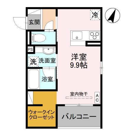 富山地鉄富山港線 奥田中学校前駅 徒歩13分 3階建 新築(ワンルーム/2階)の間取り写真