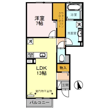 メゾン栄町 エネル(1LDK/1階)の間取り写真