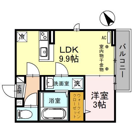 LUCE(1LDK/2階)の間取り写真