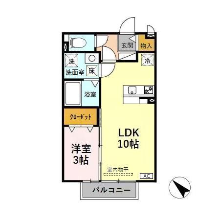 セジュール向野(1LDK/1階)の間取り写真