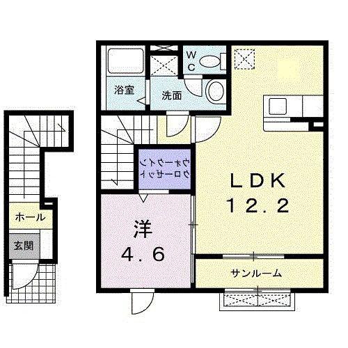 フルール Ⅳ(1LDK/2階)の間取り写真