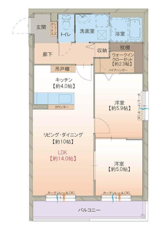 富山地鉄不二越上滝 栄町駅(富山) 徒歩11分 3階建 築11年(2LDK/3階)の間取り写真
