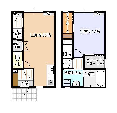 ビオラ野村A棟(1LDK/1階)の間取り写真