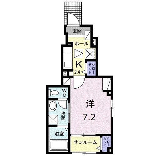 あいの風とやま鉄道 高岡駅 徒歩6分 3階建 築4年(1K/1階)の間取り写真