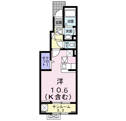 菫2ND(ワンルーム/1階)の間取り写真