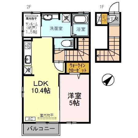 D-ROOM城東(1LDK/2階)の間取り写真